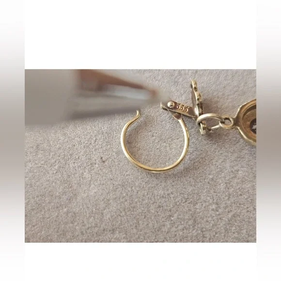 Antique Gold and Purple amethyst Drop dormeuse pierced Earrings - Picture 5 of 7